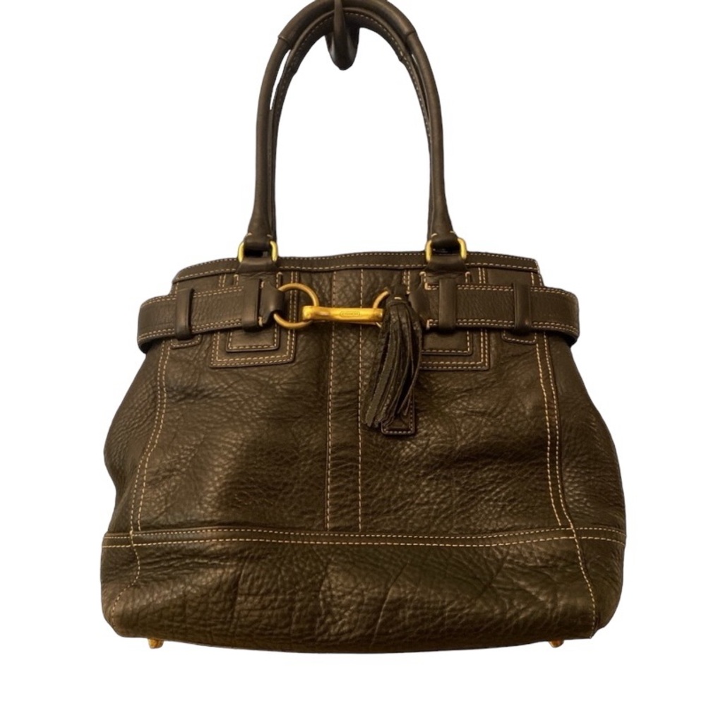 Coach Black Satchel with Gold Accents